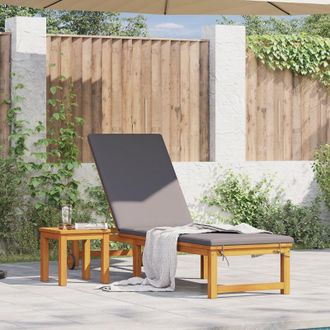 vidaXL vidaXL Sun Lounger with Table and Cushion Solid Wood Acacia