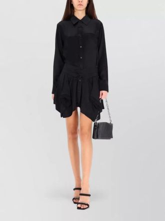 Alexander Wang shirt style dress asymmetric hem waist tie
