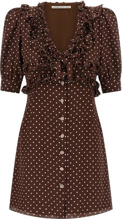 Alessandra Rich Brown Polka Dot Mini dress