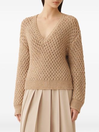 Fabiana Filippi Womens Cotton Sweater - Tan - Size EU 44 (Womens)
