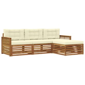 vidaXL Conjunto De Sof&aacute;s De Exterior Con Coj&iacute;n Natural Y Crema Vidaxl