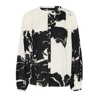 Soaked In Luxury Camisa floral de manga larga Whisper White - Blouses & Shirts - Mujer - Negro - XL