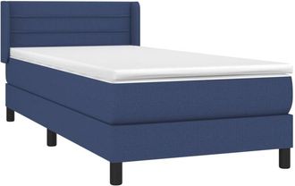vidaXL Cama Box Spring Con Colch&oacute;n Tela Azul 100x200 Cm Vidaxl