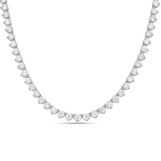 Diana M. Jewels 14kt White Gold 15cts Lab Grown Diamond 3 prong Tennis Necklace
