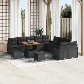 vidaXL Vidaxl - Conjunto De Sof&aacute; De Jard&iacute;n 13 Pcs Negro 80 X 80 X 71 Cm