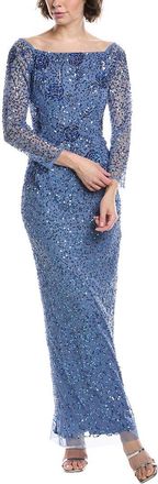 Adrianna Papell Beaded Mesh Gown