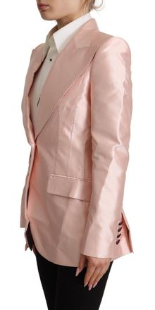 Dolce & Gabbana Womens Pink Satin Long Sleeves Blazer Coat Jacket Silk Clothing