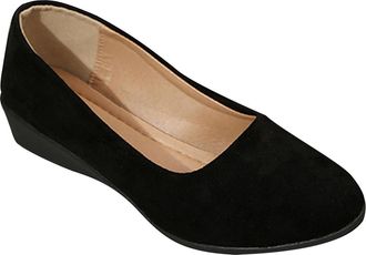 Generic Womens Wedge Shoes Comfortable Pumps Shoes Solid Color Classic Breathable Fashionable Casual Slip On Walking Shoe Dressy Flat Work Leisure Black