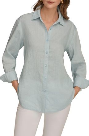 DKNY Linen Button-Up Shirt in Sea Mist at Nordstrom, Size X-Large