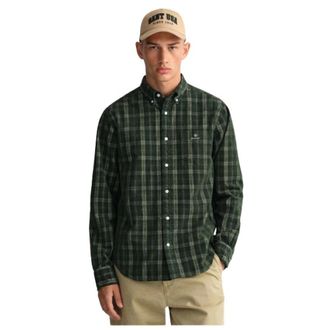 GANT Regular Velvet Scottish Shirt - Heren - Casual Overhemden - Groen - 2XL - Katoen - Overhemden