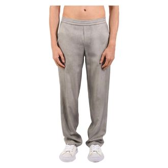Msgm Sweatpants, male, Gray, Size: XL Logo-detail Waistband Track Pants