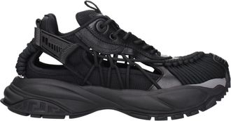 Versace Black Leather Athletic Mens Sneakers