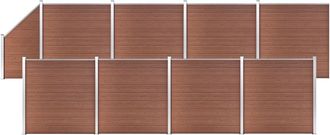 vidaXL Vidaxl - Set De Valla 8 Cuadradas + 1 Oblicua Wpc Marr&oacute;n 1484x186 Cm