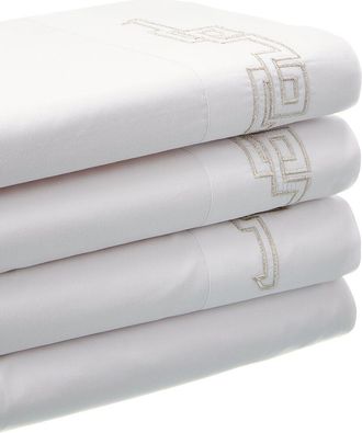 Dea Embroidered Greek Key Bella Percale Sheet Set