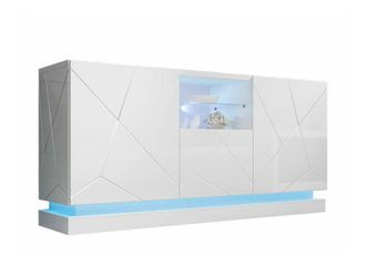 Mirjan24 Aparador Charlotte 186, Blanco + Blanco Brillante, 75x150cm, N&uacute;mero De Puertas: 042cm, Mdf, Led