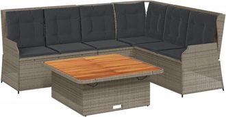 vidaXL Set De Muebles De Jard&iacute;n 5 Pzas Y Cojines Rat&aacute;n Sint&eacute;tico Gris Vidaxl