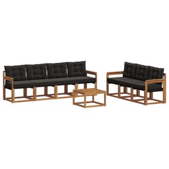 vidaXL Conjunto De Sof&aacute;s De Exterior Con Coj&iacute;n 8 Pcs Natural Y Negro Vidaxl