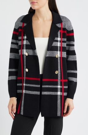 Kasper Double Breasted Coatigan in Black Multi at Nordstrom, Size Large P