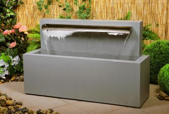 PRIMROSE Stainless Steel Water Feature Blade Fountain Indoor Outdoor Use 57cm in Metallic Silver