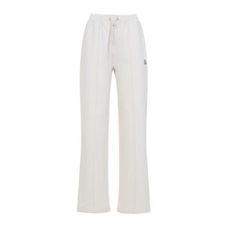 Moncler Wide Leg Katoenen Joggingbroek - Dames - Sweatpants - Wit - S - Katoen - Broeken