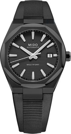 Mido Multifort 8 One Crown Automatic Rubber Strap Watch, 40mm in Black at Nordstrom