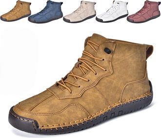 Generic Mens Sawbehind Boots Comfortable Handmade Leather Shoes Barefoot Work Casual Boots for Men Waterproof Arch Support (Brown,9.5)