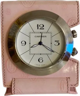 Cartier Pink Leather Pasha Travel Clock