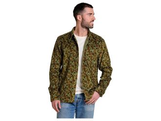 Toad&Co Cascadia Long Sleeve Shirt Mens T Shirt Green Moss Leaf Print : MD, Cotton/Hemp