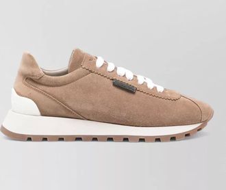 Brunello Cucinelli suede finish round toe flat sole sneakers