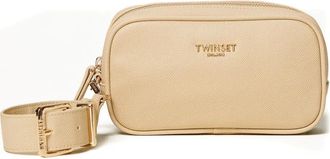 Twin-Set logo zip purse - women - Polyurethane/Polyester - One Size - Neutrals