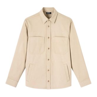A.P.C. Casual Shirts, male, Beige, Size: L Overshirt Noah