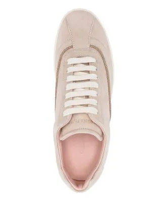 Fabiana Filippi Suede Lace-Up Sneakers - Cream