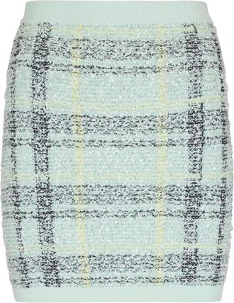 Balmain Geruite mini-rok met glitter - Groen