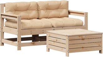 vidaXL Juego De Muebles De Jard&iacute;n 3 Pzas Y Cojines Madera Maciza Pino Vidaxl