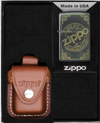 OEM Encendedor Zippo Con Logotipo Iridiscente Grabado A L&aacute;ser, Set De Regalo N.&ordm; 2