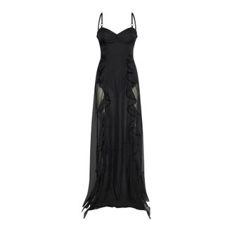 John Richmond Lange Jurk met Transparante Inzetstukken - Dames - Avondkleed - Zwart - XS - Kleedjes
