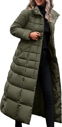 Generic Long Winter Coat for Women Uk - Puffer Quilted Jackets, Padded Thickened Warm Overcoat, Longline Parka, Hooded Windproof Outwear, Ladies Elegant Slim 
