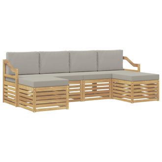vidaXL Juegos De Sof&aacute;s 6 Pcs Blanco Y Gris Claro 245 X 122,5 X 73 Cm Vidaxl