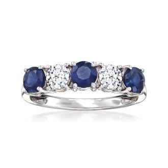 Ross-Simons Sapphire and. Lab-Grown Diamond Ring in 14kt White Gold
