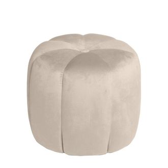 Koketto Home Puff circular de terciopelo beige con bot&oacute;n central