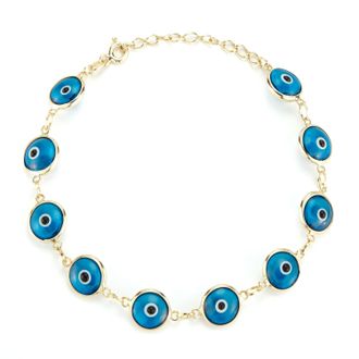 Glaze Jewelry Sterling Silver Blue Enamel Evil Eye Bracelet