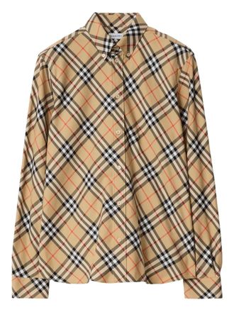Burberry Check cotton shirt - men - Cotton - XXXL - Brown