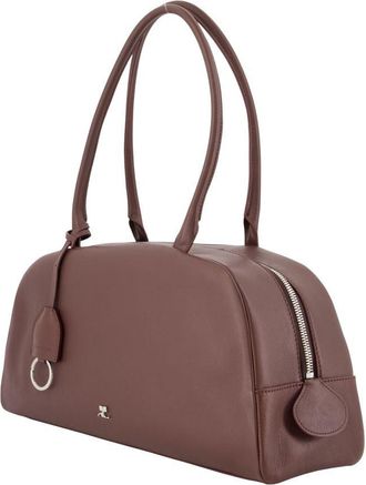 Courr&egrave;ges Womens Leather Shoulder Bag Burgundy Cowhide