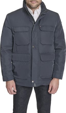 Tommy Hilfiger Mens Stand Collar Four-Pocket Field Jacket, Navy, M