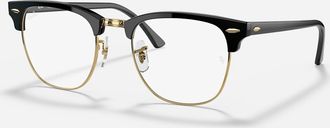 Ray-Ban Mens Rb3016 Clubmaster Blue-Light Clear Glasses In Polished Black