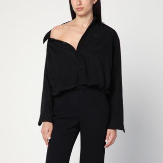 Balenciaga Camicia One Shoulder in popeline nera