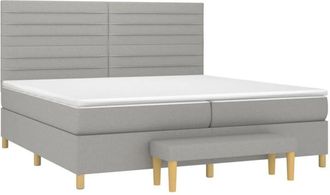 vidaXL Vidaxl - Cama Box Spring Con Colch&oacute;n Tela Gris Claro 200x200 Cm
