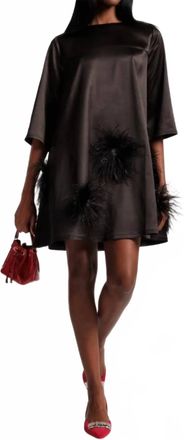Frances Valentine Edie Feather Mini Dress In Black