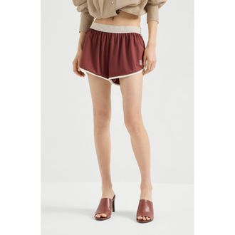 Brunello Cucinelli Shorts with logo in Bordeaux at Nordstrom, Size X-Small Eu