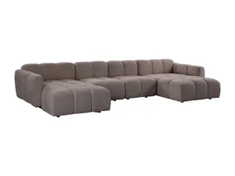 Vente-Unique Divano Angolare Panoramico Modulabile In Tessuto Testurizzato Tortora - Carlivi